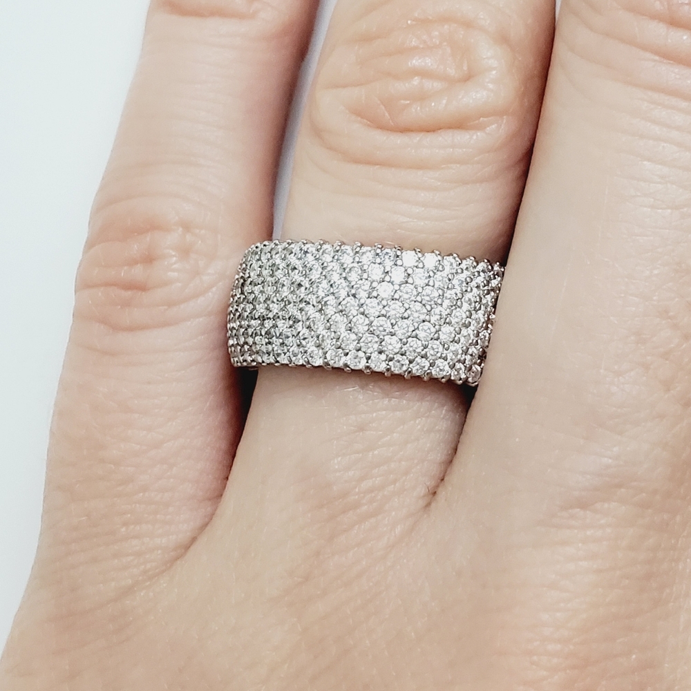 925 Sterling Silver Diamond  Eternity Ring - Picture 11 of 16